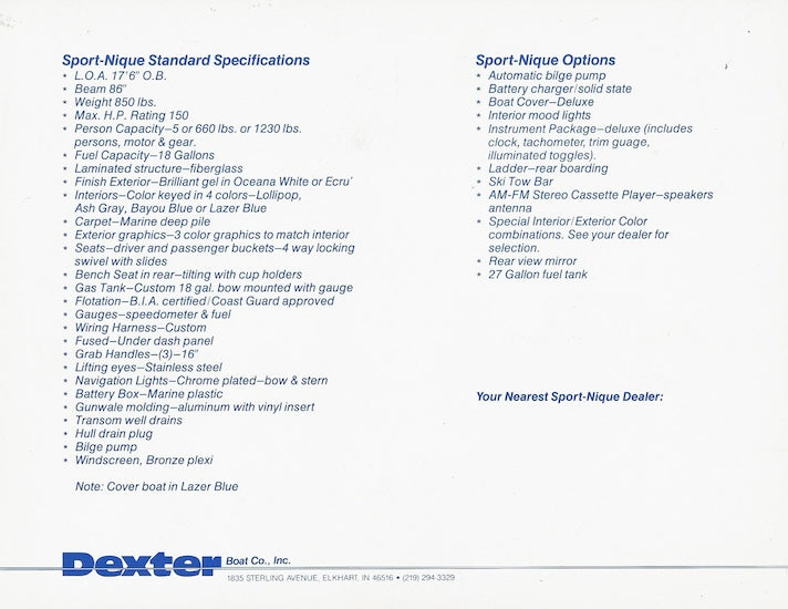 Dexter Sport-Nique Brochure