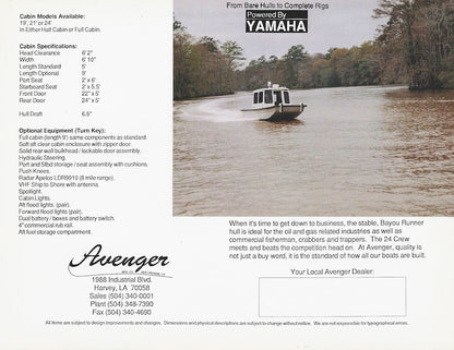 Avenger Commercial Cabin Boat Brochure