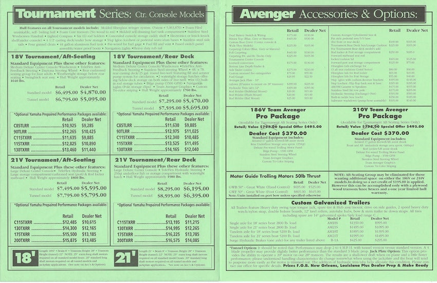Avenger 1993 Price List
