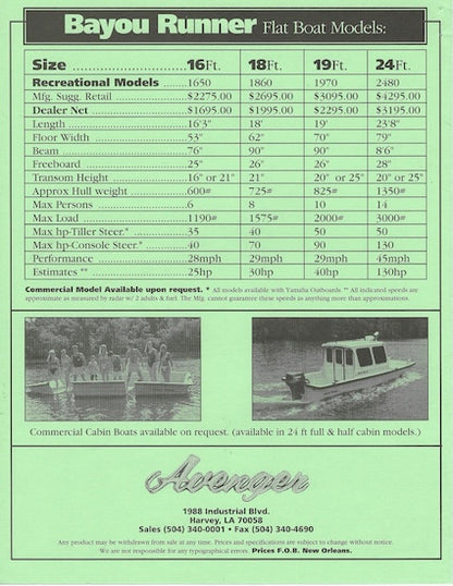 Avenger 1993 Price List
