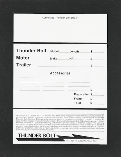 Thunderbolt 1980s Brochure