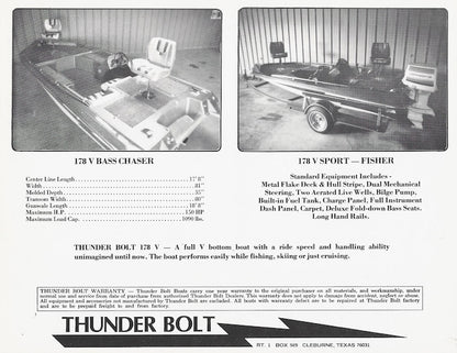 Thunderbolt 155 and 178 V/Sport Specification Brochure