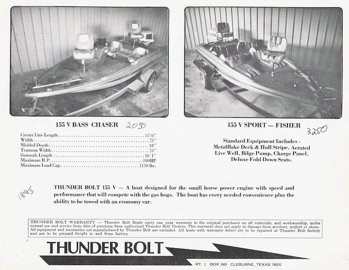 Thunderbolt 155 and 178 V/Sport Specification Brochure