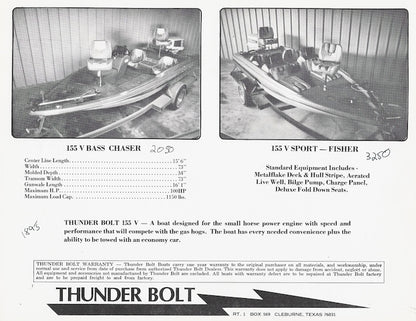 Thunderbolt 155 and 178 V/Sport Specification Brochure