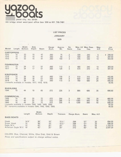 Yazoo 1979  Brochure