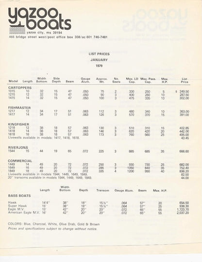 Yazoo 1979  Brochure