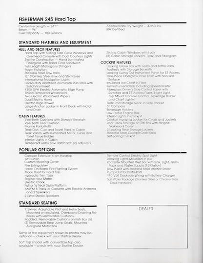 Starfire 245 Fisherman Hard Top Brochure