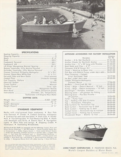Chris Craft Sea Skiff Ranger 23 Specification Brochure