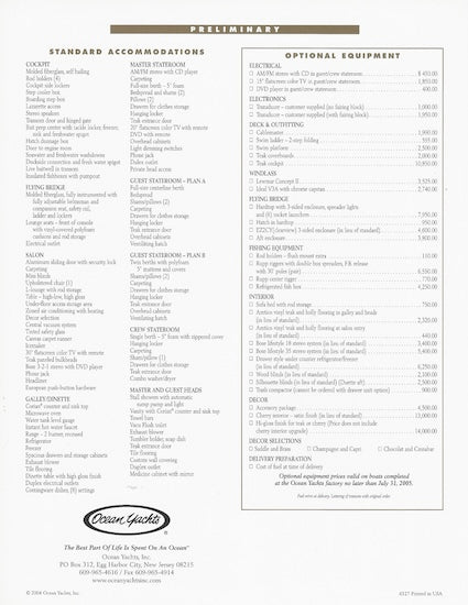 Ocean 46 Super Sport Specification Preliminary Brochure