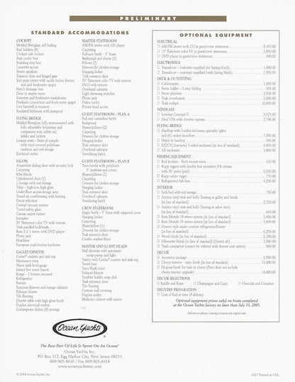 Ocean 46 Super Sport Specification Preliminary Brochure