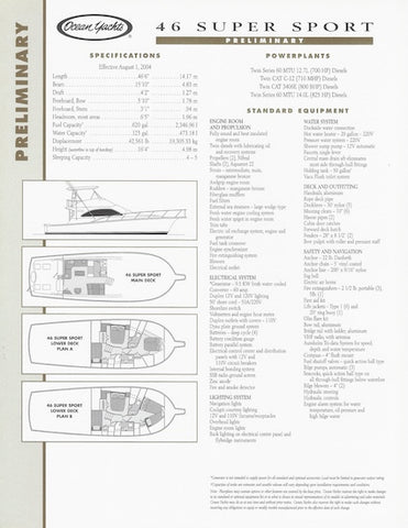 Ocean 46 Super Sport Specification Preliminary Brochure