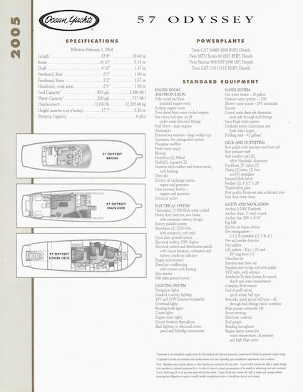 Ocean 57 Odyssey Specification Brochure