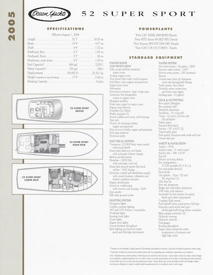 Ocean 52 Super Sport Specification Brochure
