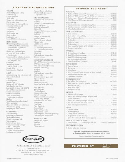 Ocean 52 Super Sport Specification Brochure