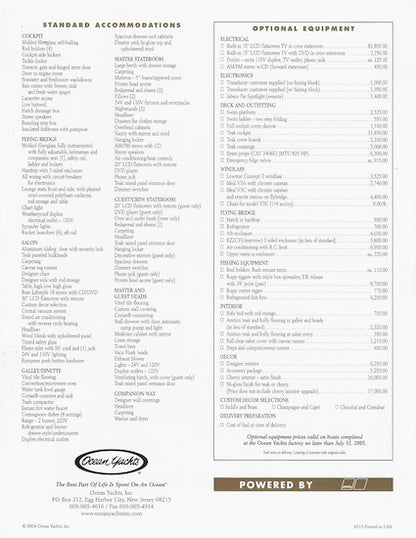 Ocean 52 Super Sport Specification Brochure