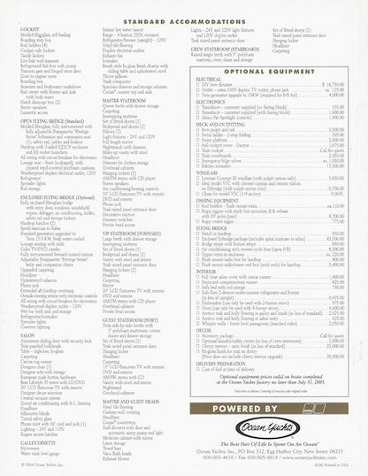 Ocean 62 Super Sport Specification Brochure