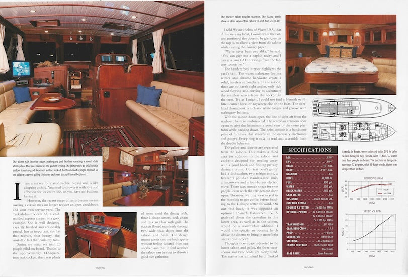 Vicem 65 Motor Yacht Yachting Magazine Reprint Brochure