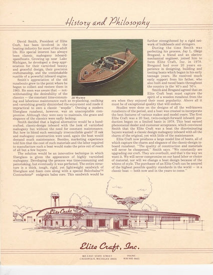 Elite Craft 1983 Boat Brochure Package