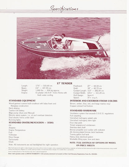 Elite Craft 1983 Boat Brochure Package