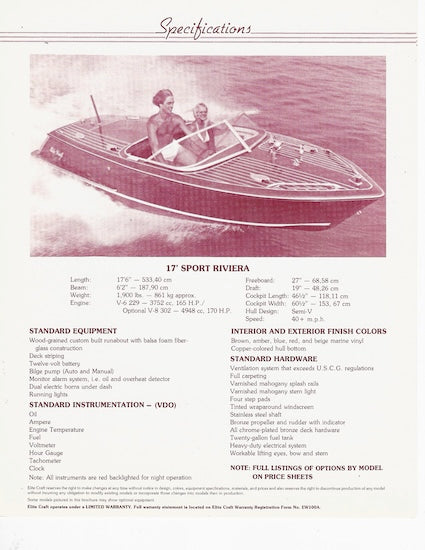 Elite Craft 1983 Boat Brochure Package
