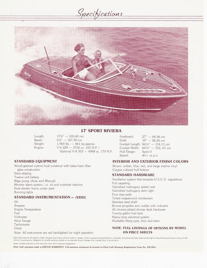 Elite Craft 1983 Boat Brochure Package