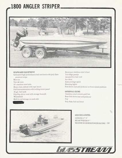 Glasstream 1800 Angler Striper Specification Brochure