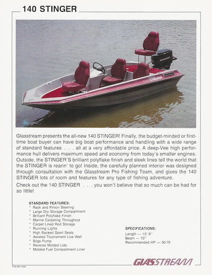 Glasstream 140 Stinger Specification Brochure