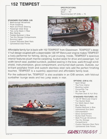 Glasstream 152 Tempest Specification Brochure