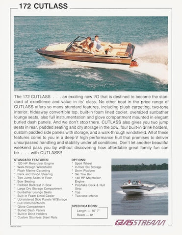 Glasstream 172 Cutlass Specification Brochure