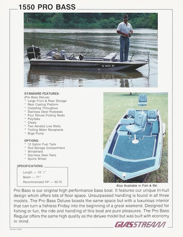 Glasstream 1550 Pro Bass Specification Brochure