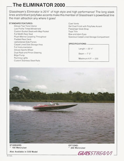 Glasstream Eliminator 2000 Specification Brochure