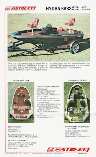Glasstream Angler 176V / Hydra Bass 1500 V Specification Brochure