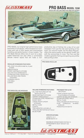Glassstream 1550 Pro Bass Fish & Ski Brochure