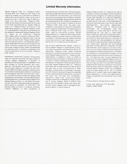 Naples Pleasure Kraft 168 Pro Bass Brochure