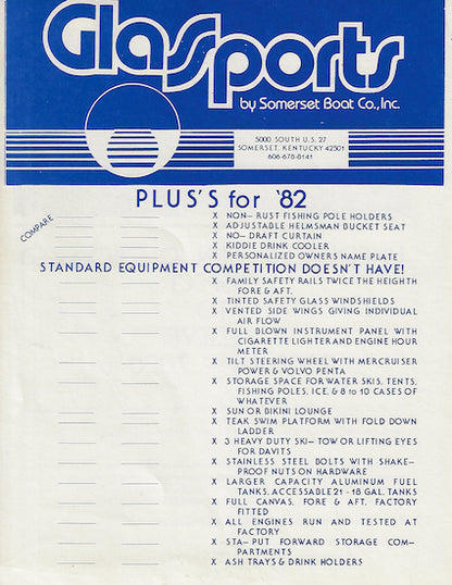 Somerset 1982 Glassports Brochure