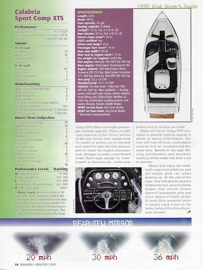 Calabria SportComp XTS Waterski Magazine Reprint Brochure