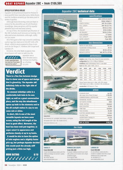 Aquador 28C Motor Boats Monthly Magazine Reprint