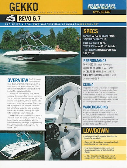 Gekko Water 2005 Ski Magazine Reprint Brochure
