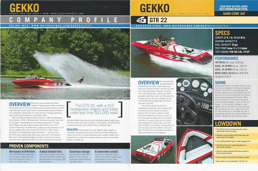 Gekko Water 2005 Ski Magazine Reprint Brochure