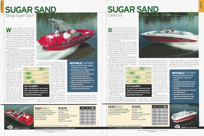 Sugar Sand Tango & Calais Boating Life Magazine Reprint Brochure