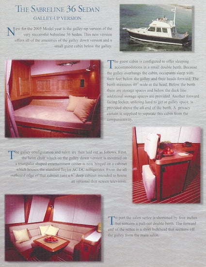 Sabreline 36 Sedan Galley Up Brochure