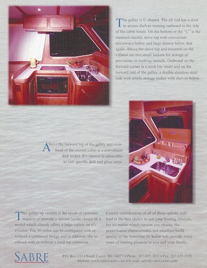 Sabreline 36 Sedan Galley Up Brochure