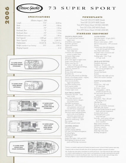 Ocean 73 Super Sport Specification Brochure