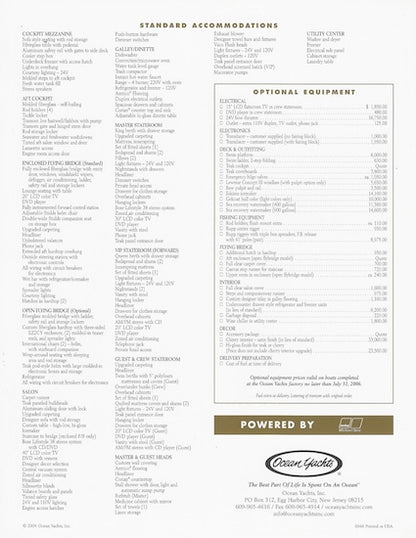 Ocean 73 Super Sport Specification Brochure