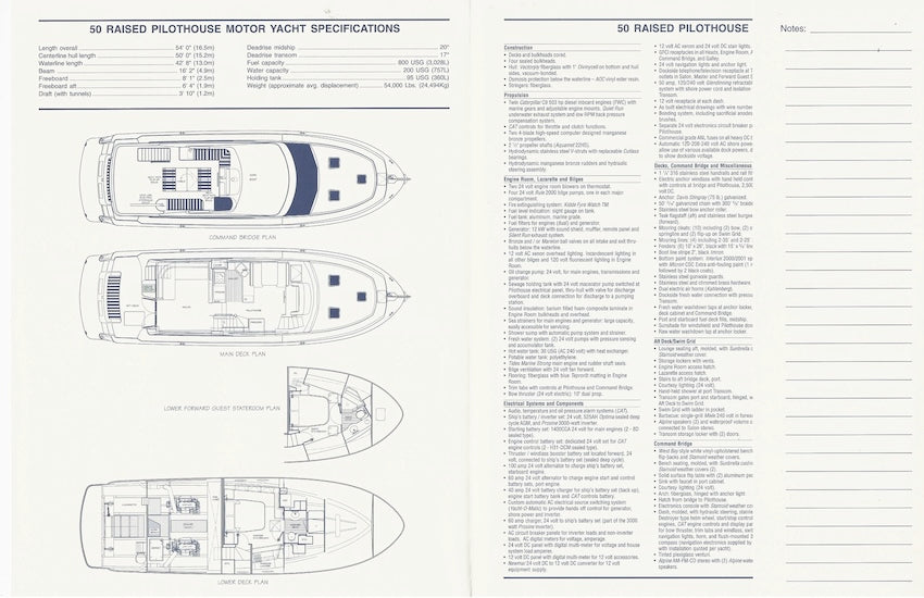West Bay SonShip 50 Motor Yacht Specification Brochure