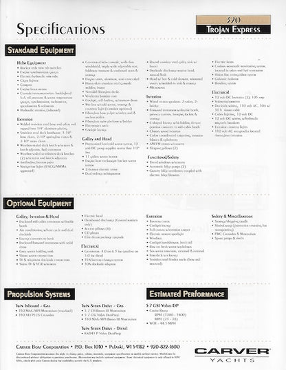Trojan 320 Specification Brochure