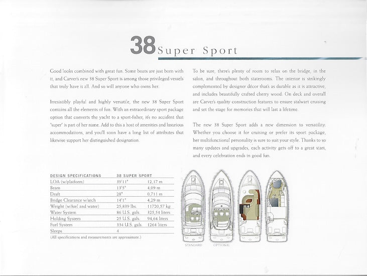 Carver 38 Super Sport Brochure