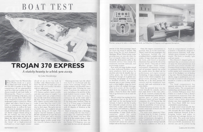 Trojan 370 Express Lakeland Boating Magazine Reprint Brochure