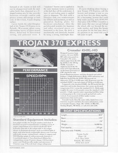 Trojan 370 Express Lakeland Boating Magazine Reprint Brochure