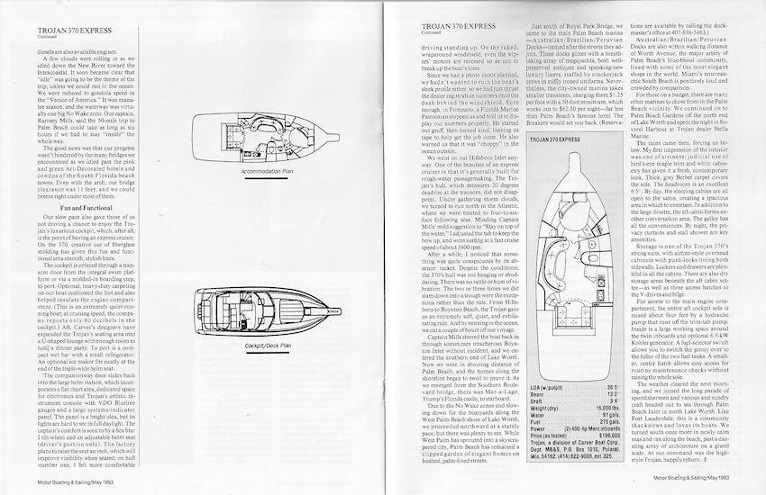 Trojan 370 Express Motorboating & Sailing Magazine Reprint Brochure
